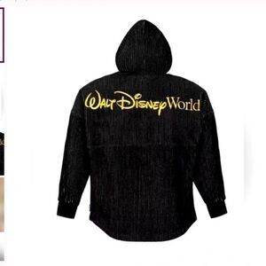 NEW Disney Park 50th Anniversary Spirit Jersey  Velour Hoodie Black Gold  L